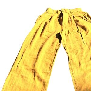 Urban Outfitters Yellow Pinstripe Wide Leg Cropped Pants size XS